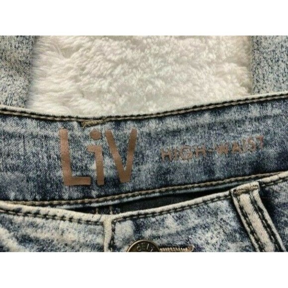 Liv High Waist Womens Jeans Blue White Pattern Size 3 Skinny Stretch Mid… - Picture 4 of 4